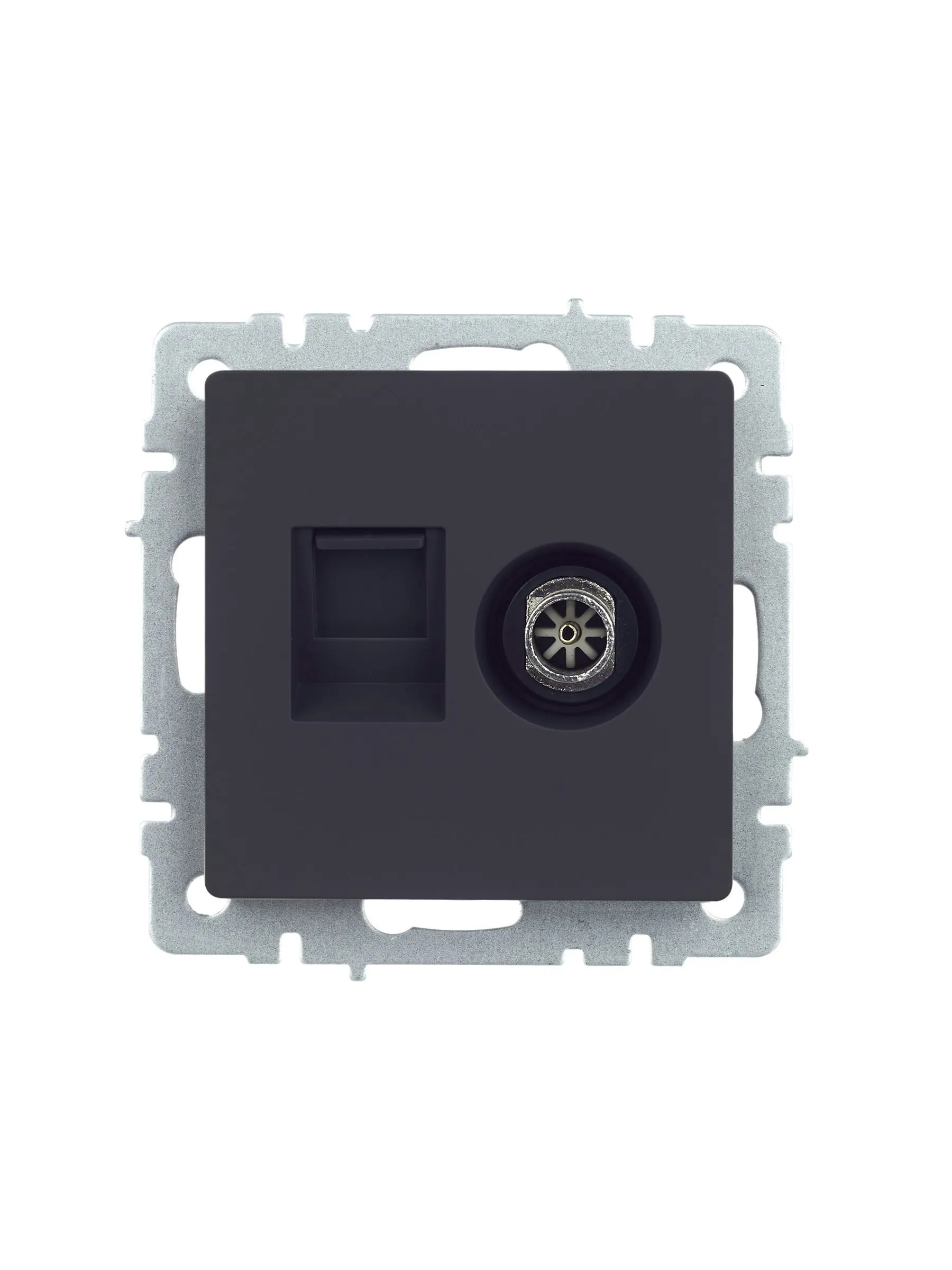 BRITE Розетка двойная TV+RJ45 кат.5E РТВ/РК12-БрГ графит IEK - Фото 6