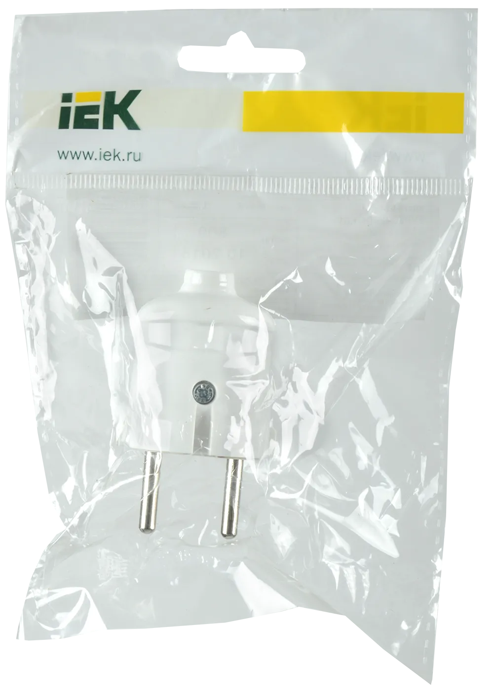 Вилка разборная прямая ВПп20-01-Ст без заземляющего контакта 6А белая IEK - Фото 2