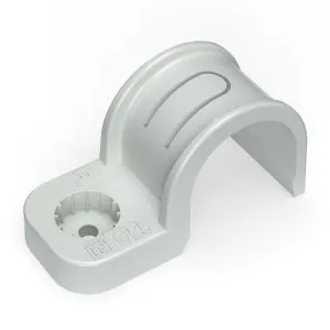 Крепеж-скоба пластиковая односторонняя для прямого монтажа атмосферостойкая серая в п/э d25 мм (50шт PR13.0370