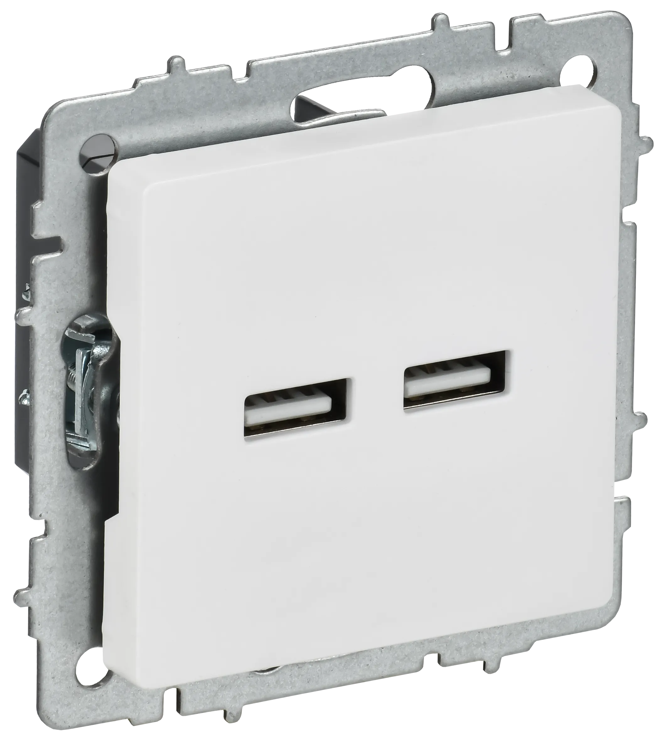 BRITE Розетка USB A+A 5В 3,1А РЮ10-1-БрАБ арктический белый IEK