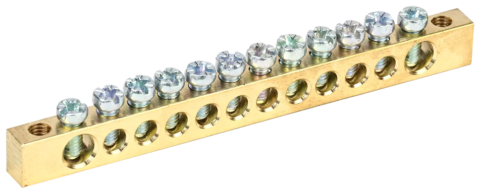 Шина PEN "земля-ноль" 6х9мм 12/2 (12групп/крепеж по краям) IEK