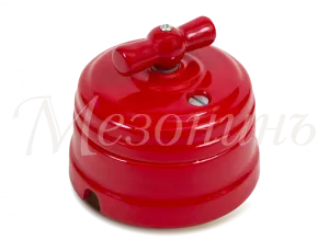 Выключатель ретро фарфоровый поворотный на два полож, для включения из 2-х мест (1-клавишный про GE70404-06