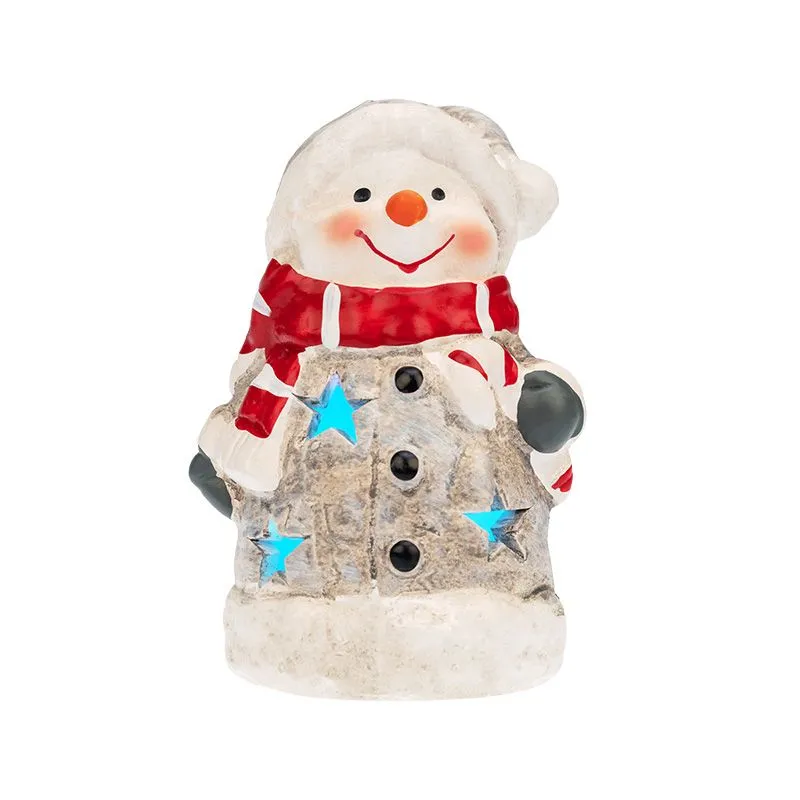 Керамическая фигурка Снеговичок в шарфе 7,5x6,5x12 см - Фото 5