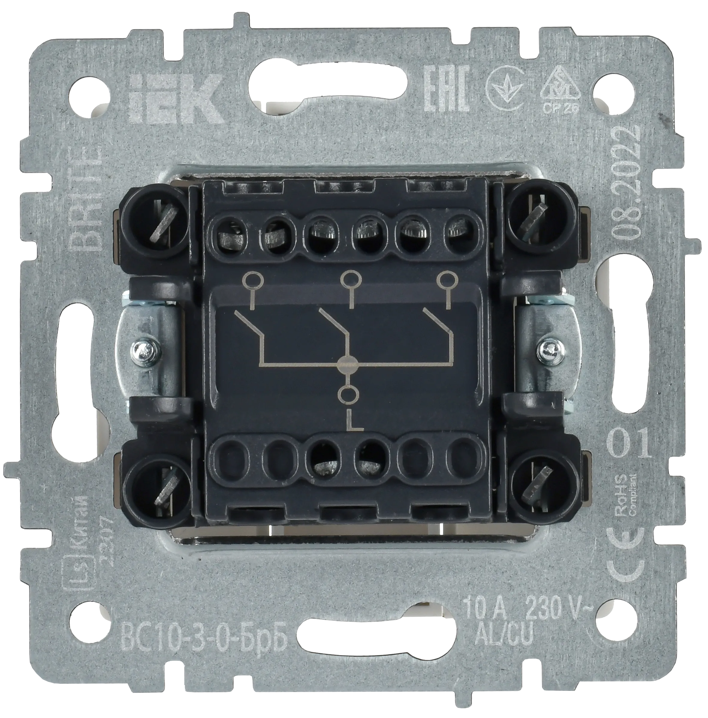 BRITE Выключатель 3-клавишный 10А ВС10-3-0-БрБ белый IEK - Фото 6
