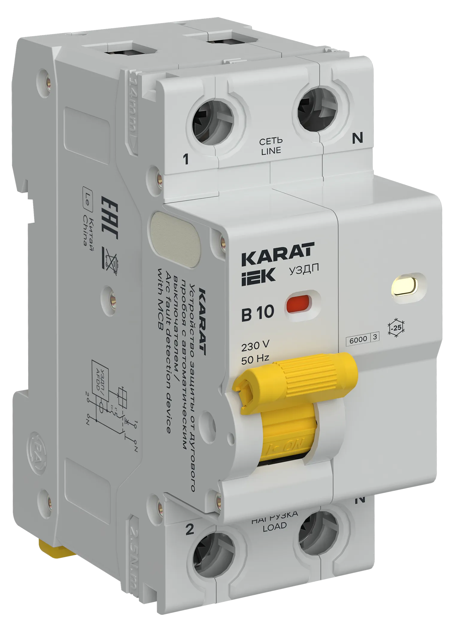 KARAT Устройство защиты от дугового пробоя с автоматическим выключателем 1P+N B 10А IEK KA-DP11-1-010-B