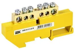 Шина PE "земля" на DIN-изол ШНИ-8х12-6-Д-Ж IEK YNN10-812-6D-K05