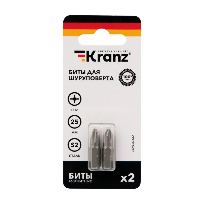 Бита для шуруповерта PH2х25 мм (2 шт./уп.) Kranz - Фото 3