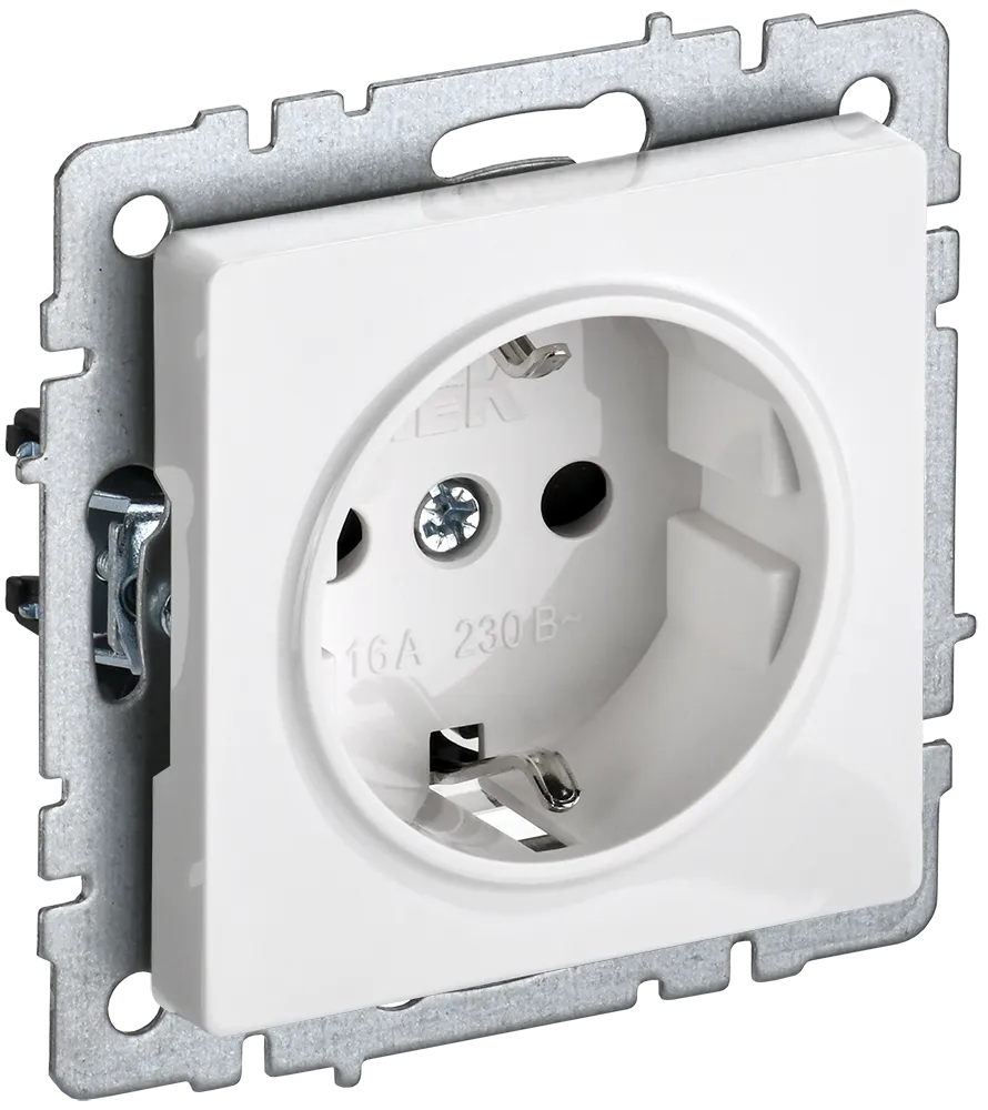 BRITE Розетка 1-местная с заземлением без защитных шторок 16А РС11-1-0-БрБ белый IEK BR-R11-16-K01