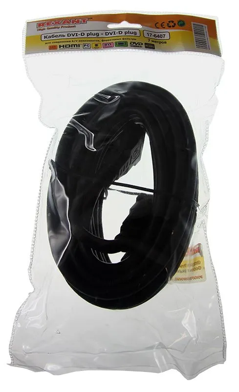 Шнур DVI-D - DVI-D 7M gold с фильтрами REXANT - Фото 2