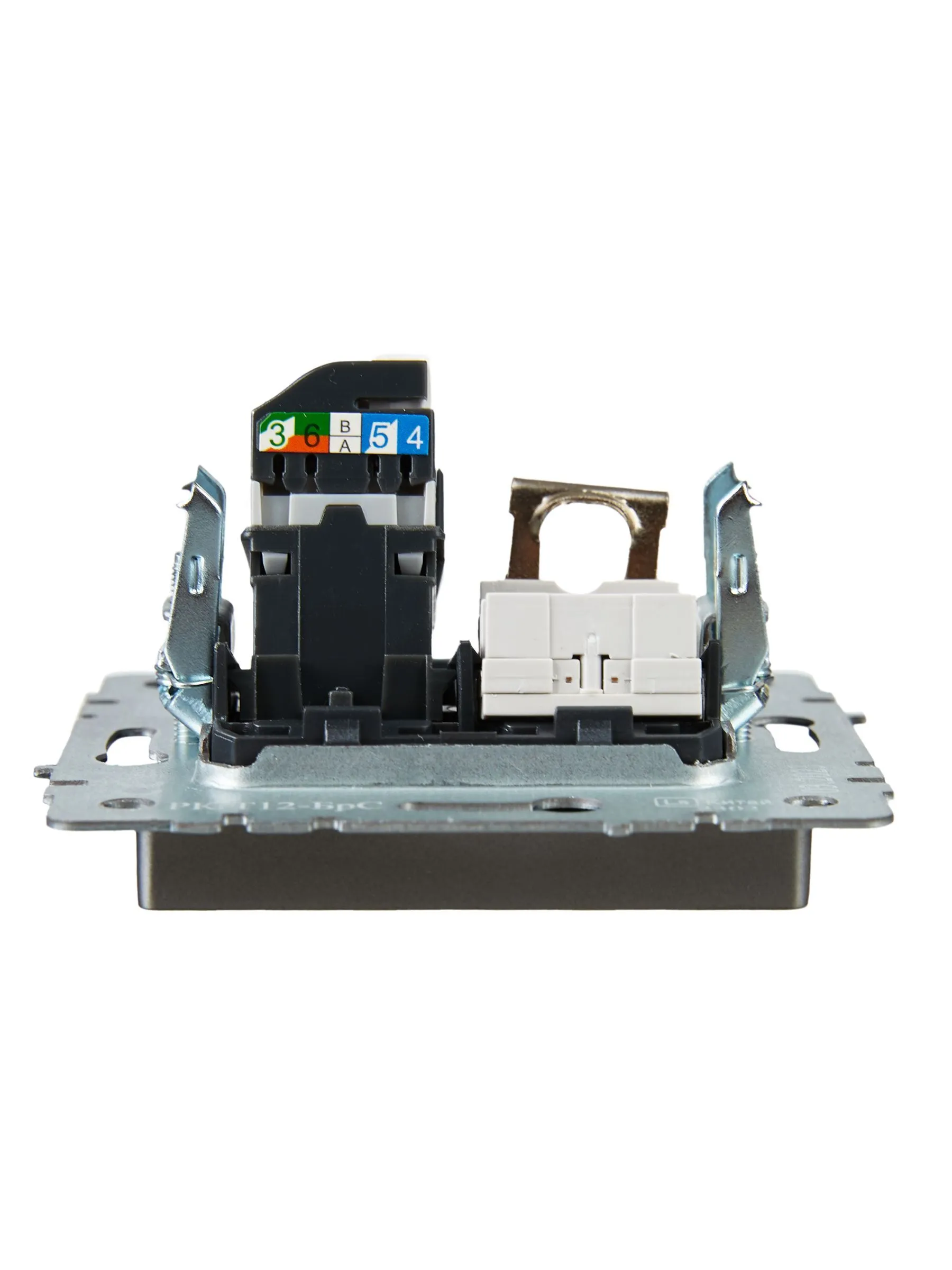 BRITE Розетка двойная RJ11+RJ45 кат.5E РК/Т12-БрС сталь IEK - Фото 3