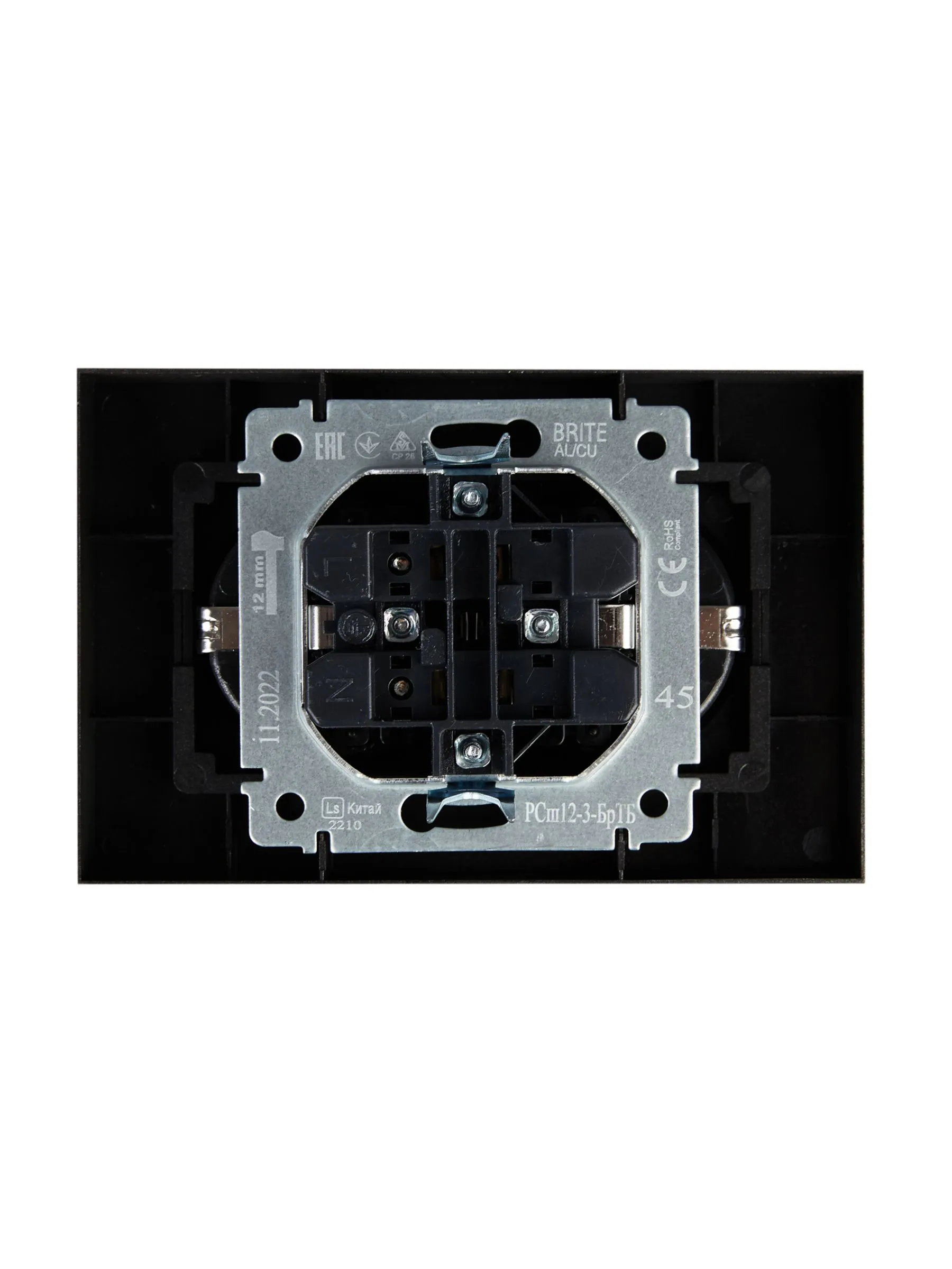 BRITE Розетка 2-местная с заземлением с защитными шторками 16А в сборе РСш12-3-БрТБ темная бронза IEK - Фото 3