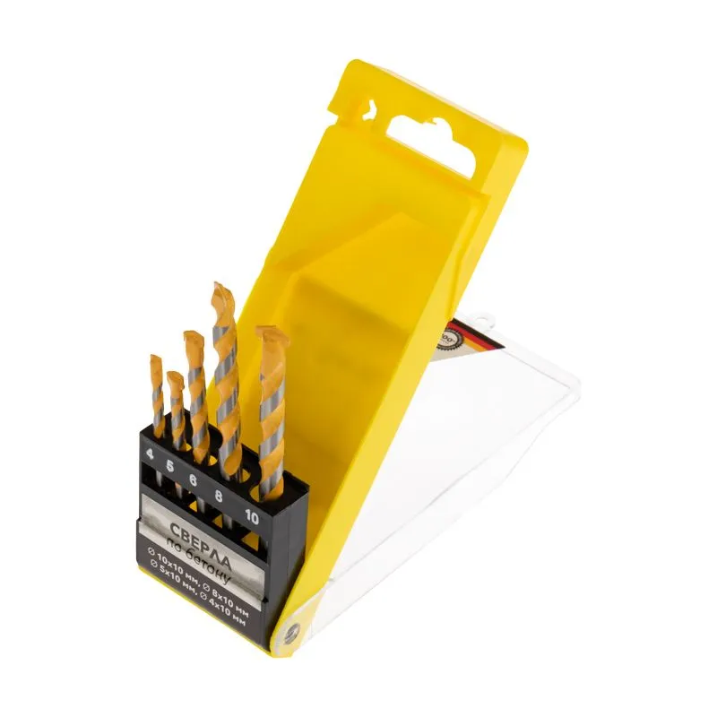 Набор сверл по бетону 4-5-6-8-10мм, пластиковый кейс KRANZ - Фото 2