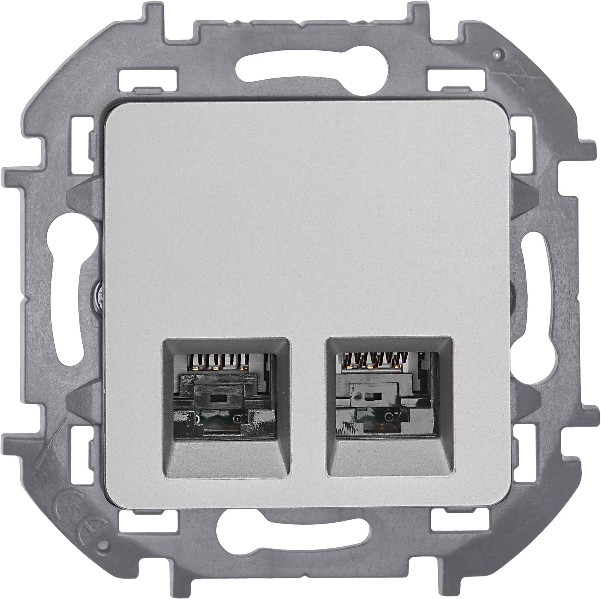 INSPIRIA Розетка компьютерная двойная RJ45 категория 5Е UTP алюминий - Фото 6