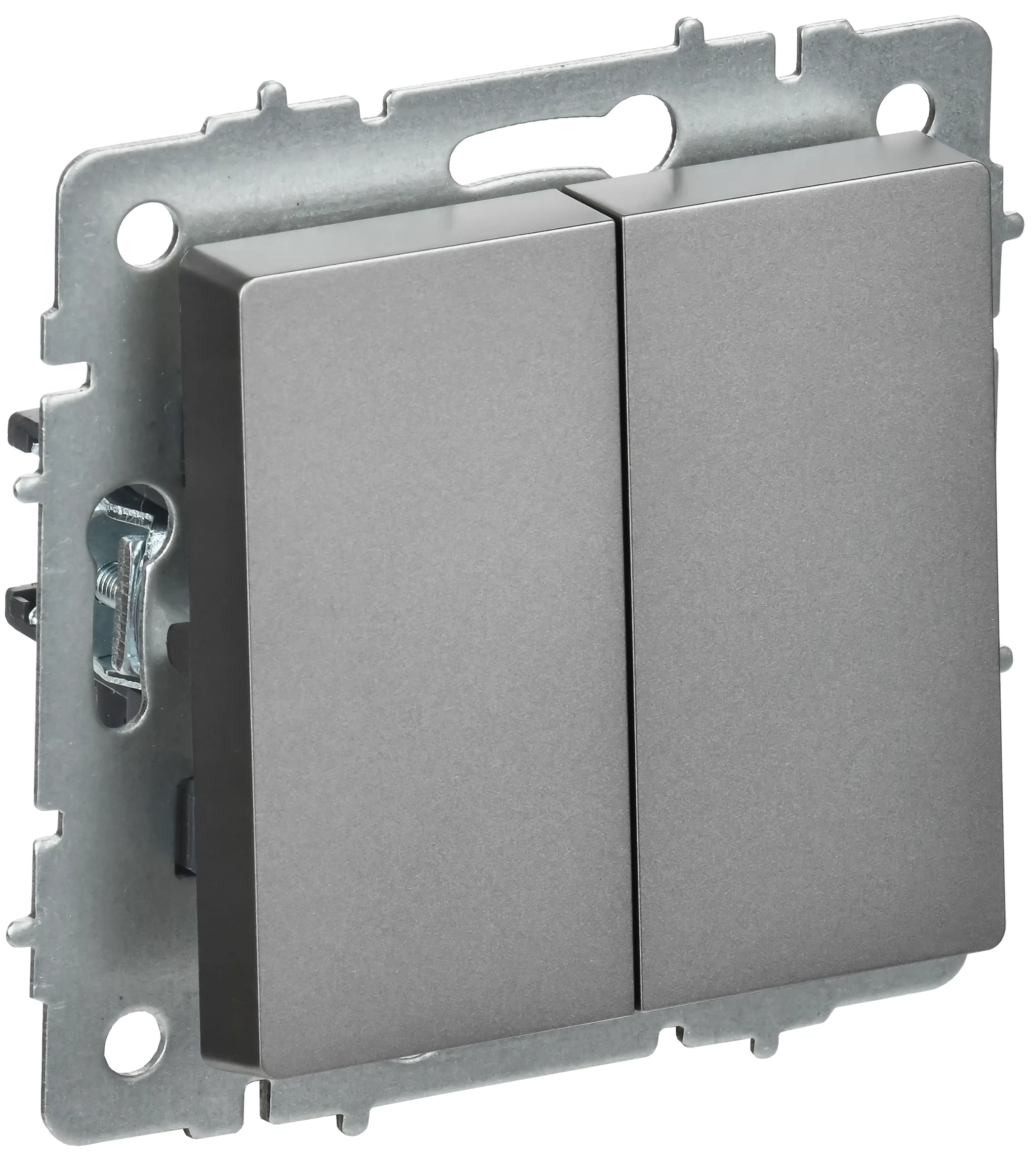 BRITE Выключатель 2-клавишный перекрестный 10А ВС10-2-3-БрС сталь IEK BR-V23-0-10-K46