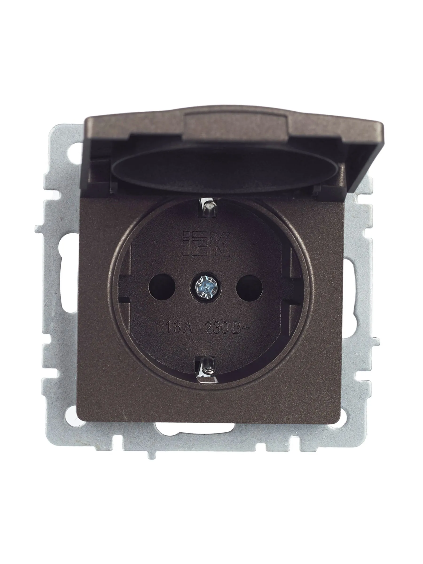 BRITE Розетка 1-местная с заземлением с защитными шторками и крышкой 16А IP44 РСбш10-3-44-БрТБ темная бронза IEK - Фото 8
