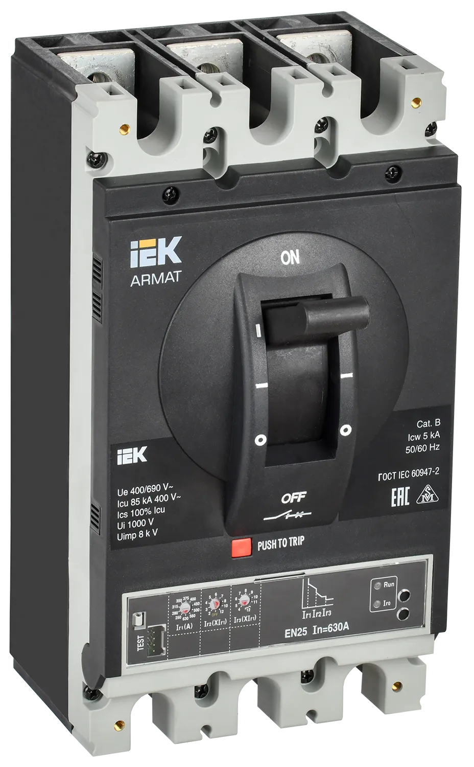 ARMAT Автоматический выключатель в литом корпусе 3P типоразмер I 85кА 630А расцепитель электронный стандартный IEK