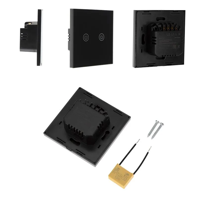 Умный Wi-Fi выключатель двухкнопочный черный SECURIC - Фото 3