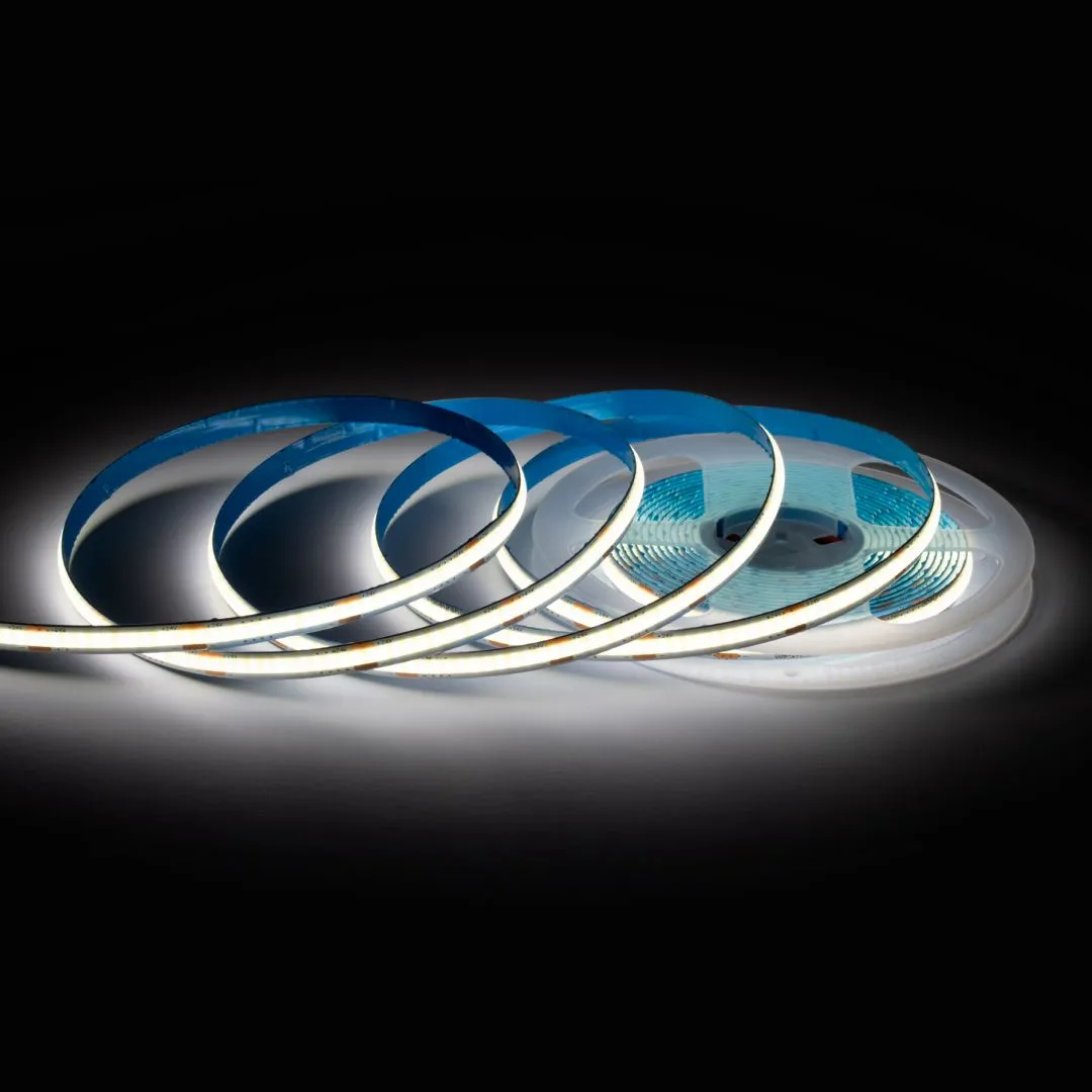 00-394 Светодиодная лента 24В, 10Вт/м, COB, 312д/м, IP20, 900лм/м, ширина подложки 8мм, 5м, CRI 90+, д/б, 4000К.