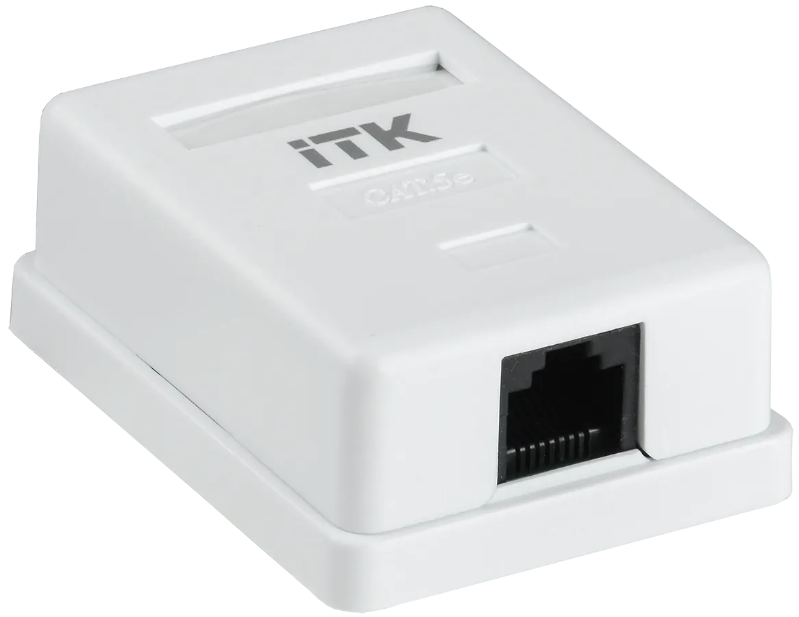 ITK Настенная информационная розетка RJ45 8P8C кат.5E UTP 1-порт белая