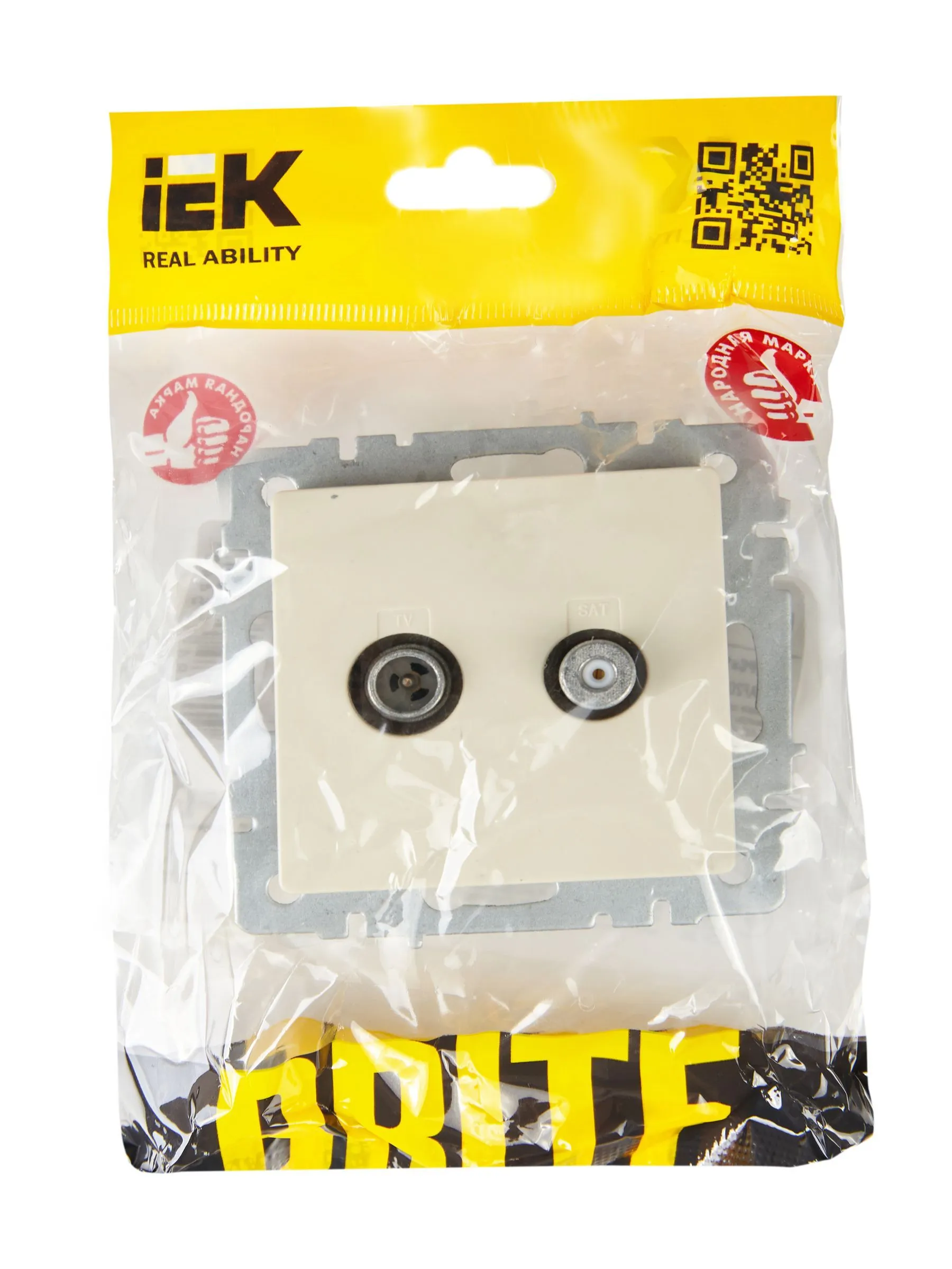 BRITE Розетка двойная TV+SAT РТВ/РСп12-БрКр бежевый IEK - Фото 2