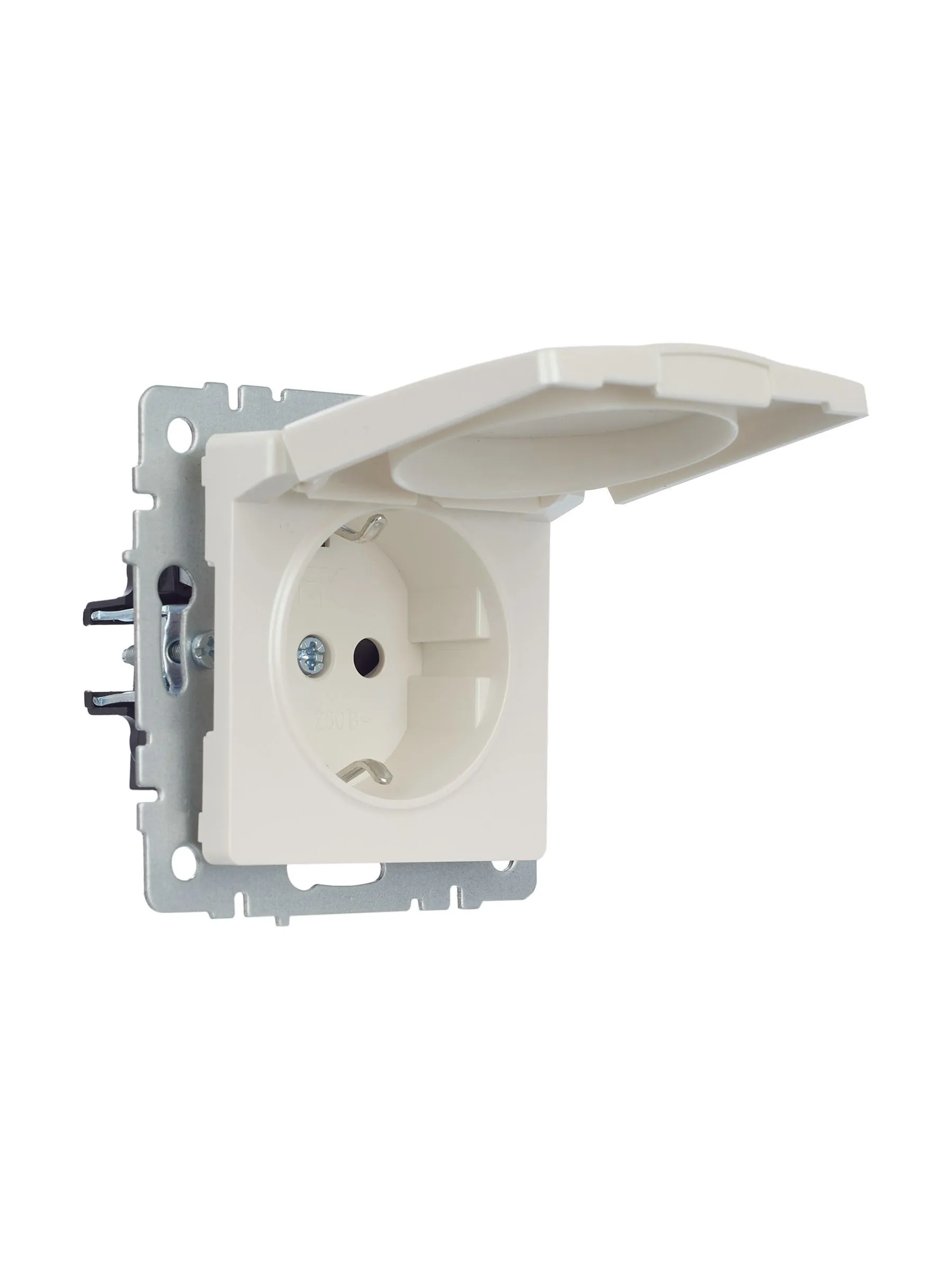 BRITE Розетка 1-местная с заземлением с защитными шторками и крышкой 16А IP20 РСбш10-3-БрЖ жемчуг IEK - Фото 7