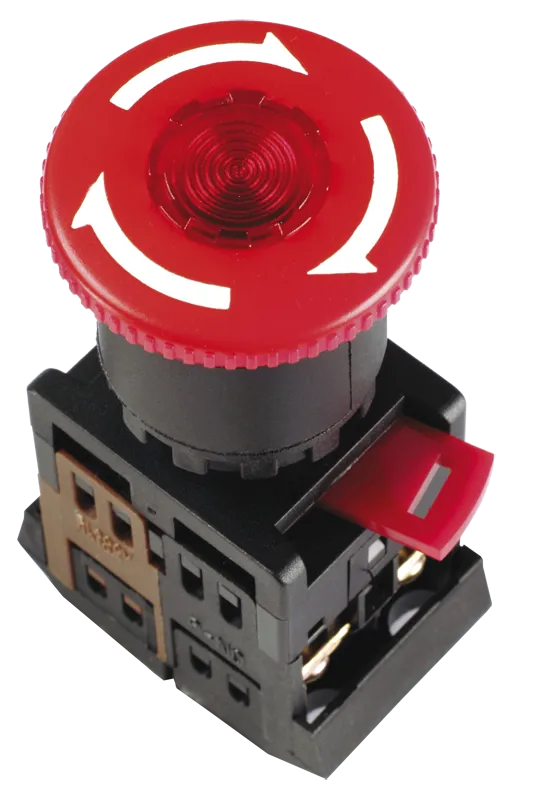 Кнопка управления ANE-22 "Грибок"d=22мм 1з+1р неон/240В с фиксацией красная IEK