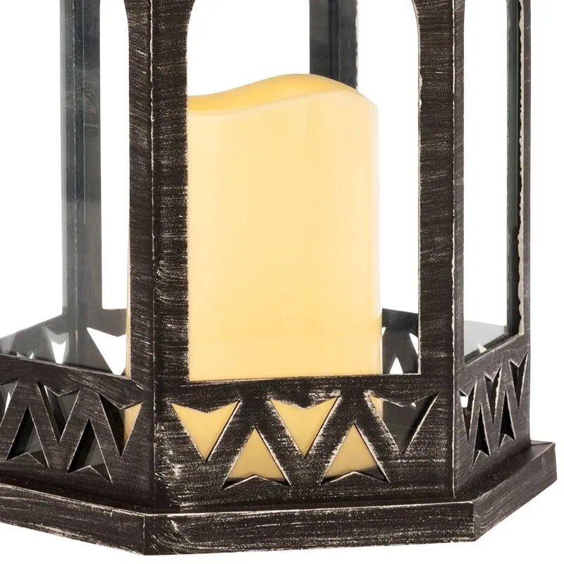 Декоративный фонарь со свечой 18x16,5x31 см, черный корпус, теплый белый цвет свечения NEON-NIGHT - Фото 5