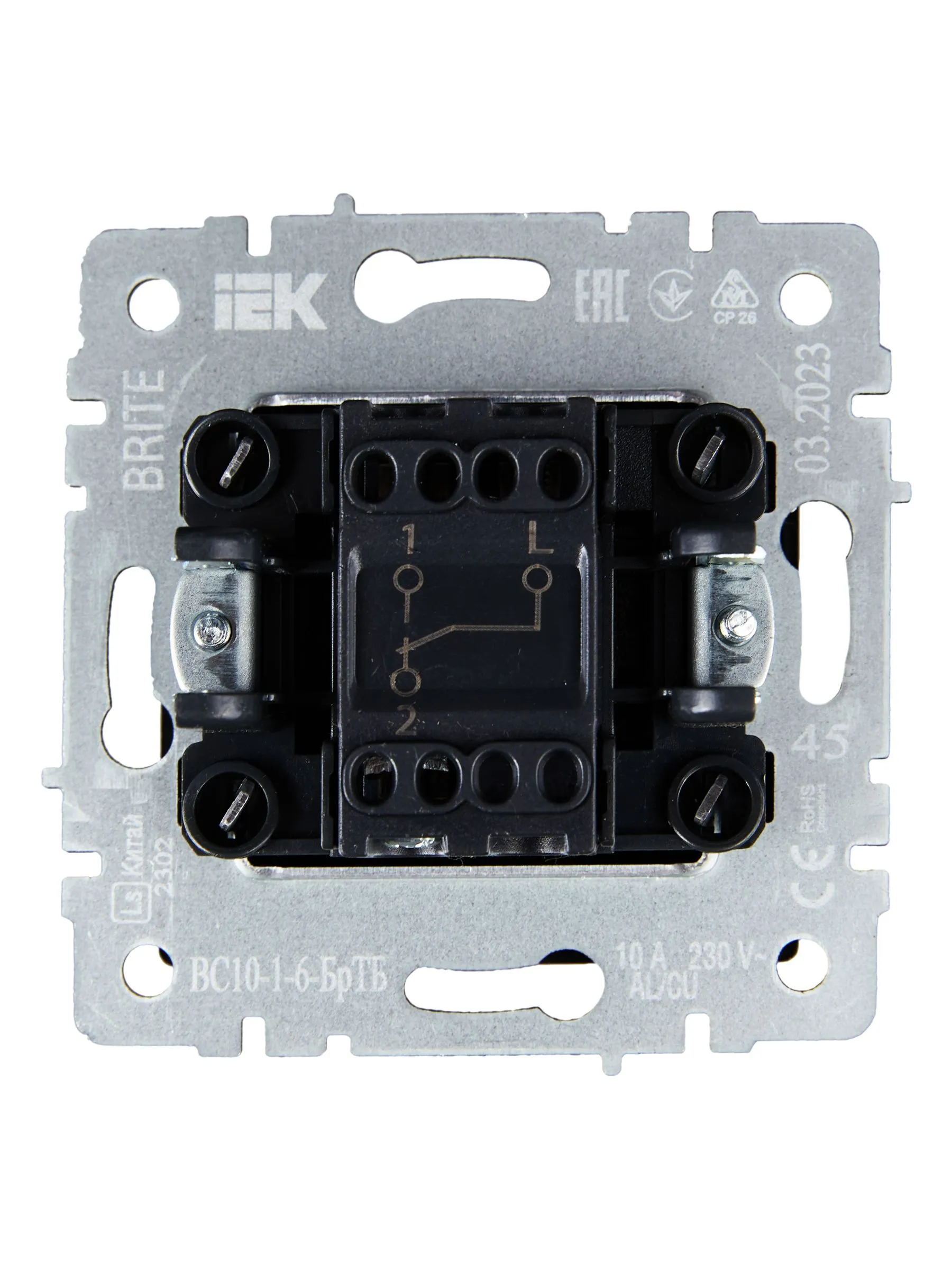 BRITE Выключатель 1-клавишный проходной 10А ВС10-1-6-БрТБ темная бронза IEK - Фото 5