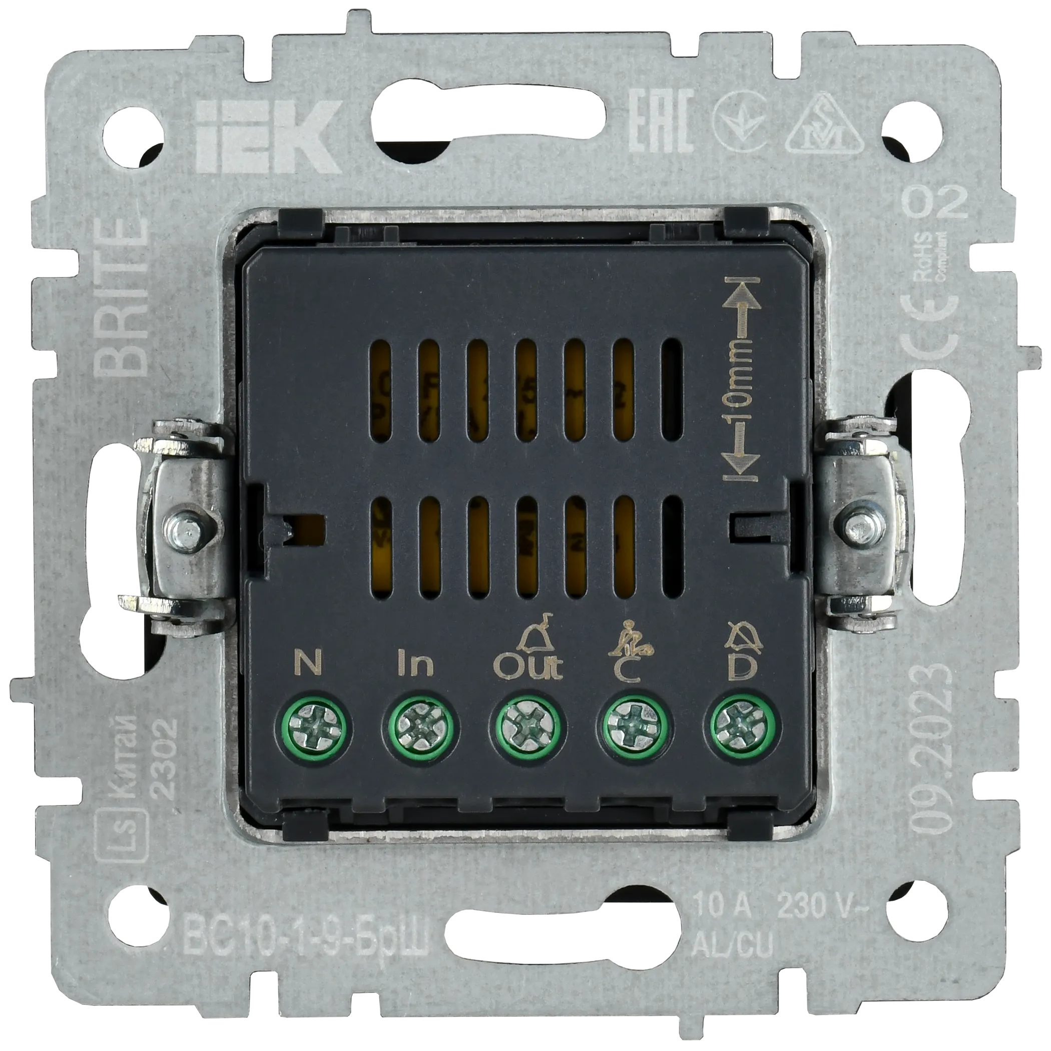 BRITE Кнопка звонка с индикацией для отелей 10А ВС10-1-9-БрШ шампань IEK - Фото 8