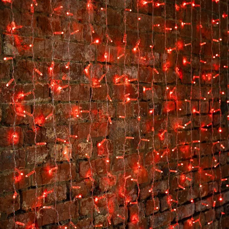 Гирлянда Светодиодный Дождь 2х3м, постоянное свечение, прозрачный провод, 230 В, диоды КРАСНЫЕ