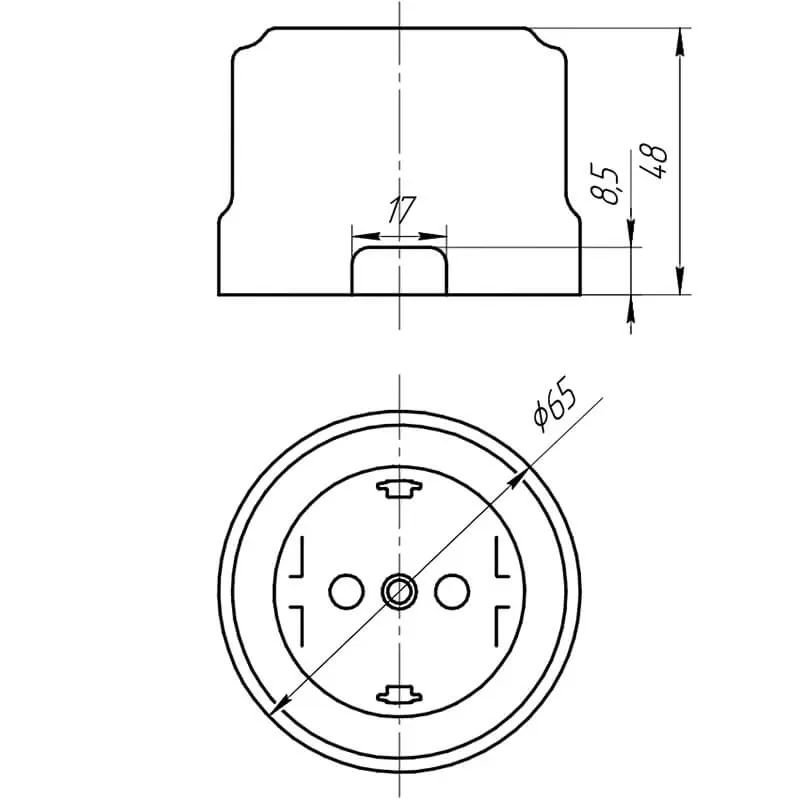 Розетка ретро с заземляющим контактом, цвет - белый - Фото 3