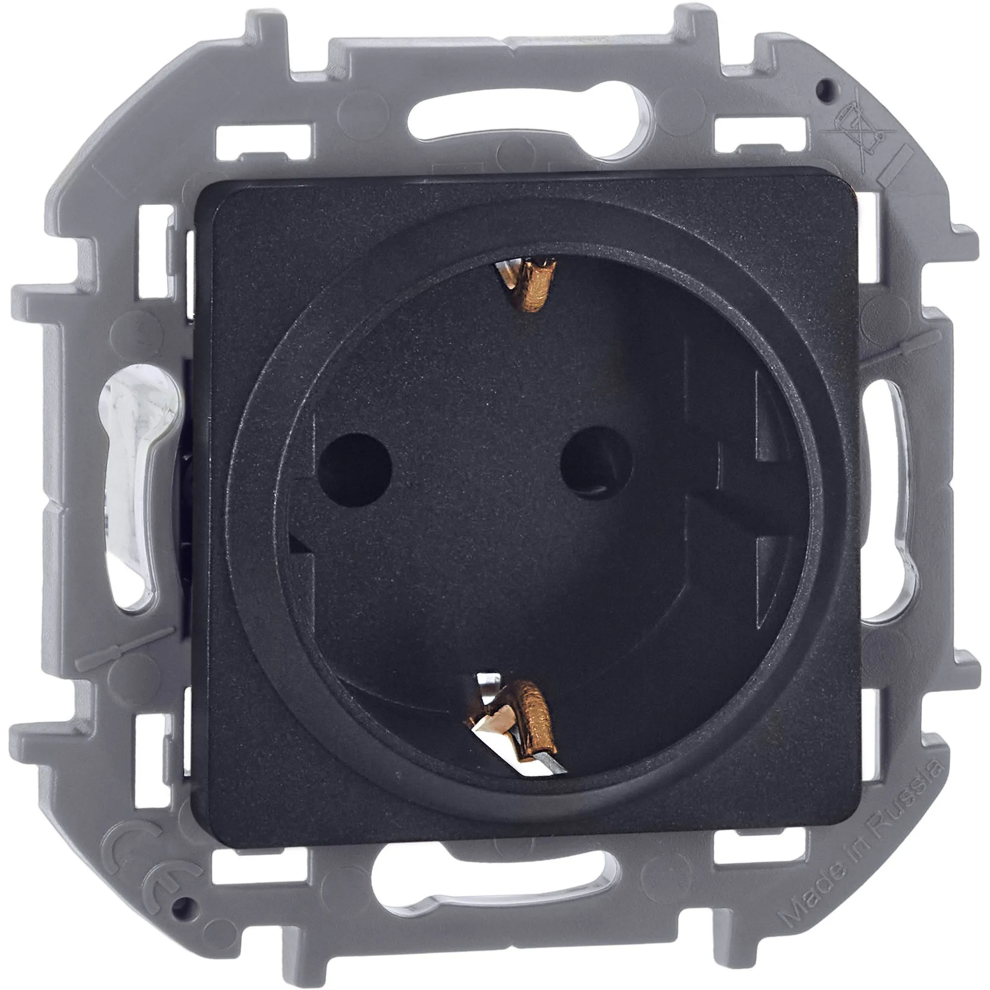 INSPIRIA Розетка 1-местная с заземлением с защитными шторками 16А антрацит