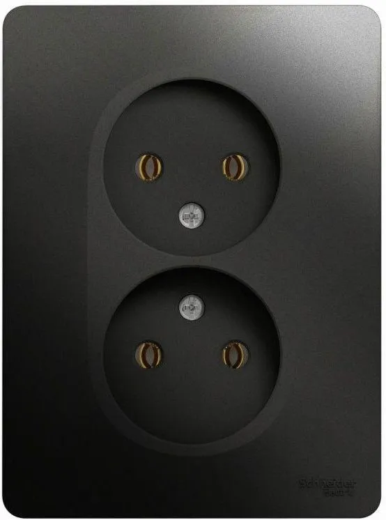 Розетка 2-м СП Glossa 16А IP20 без заземл. в сборе антрацит SE GSL000720