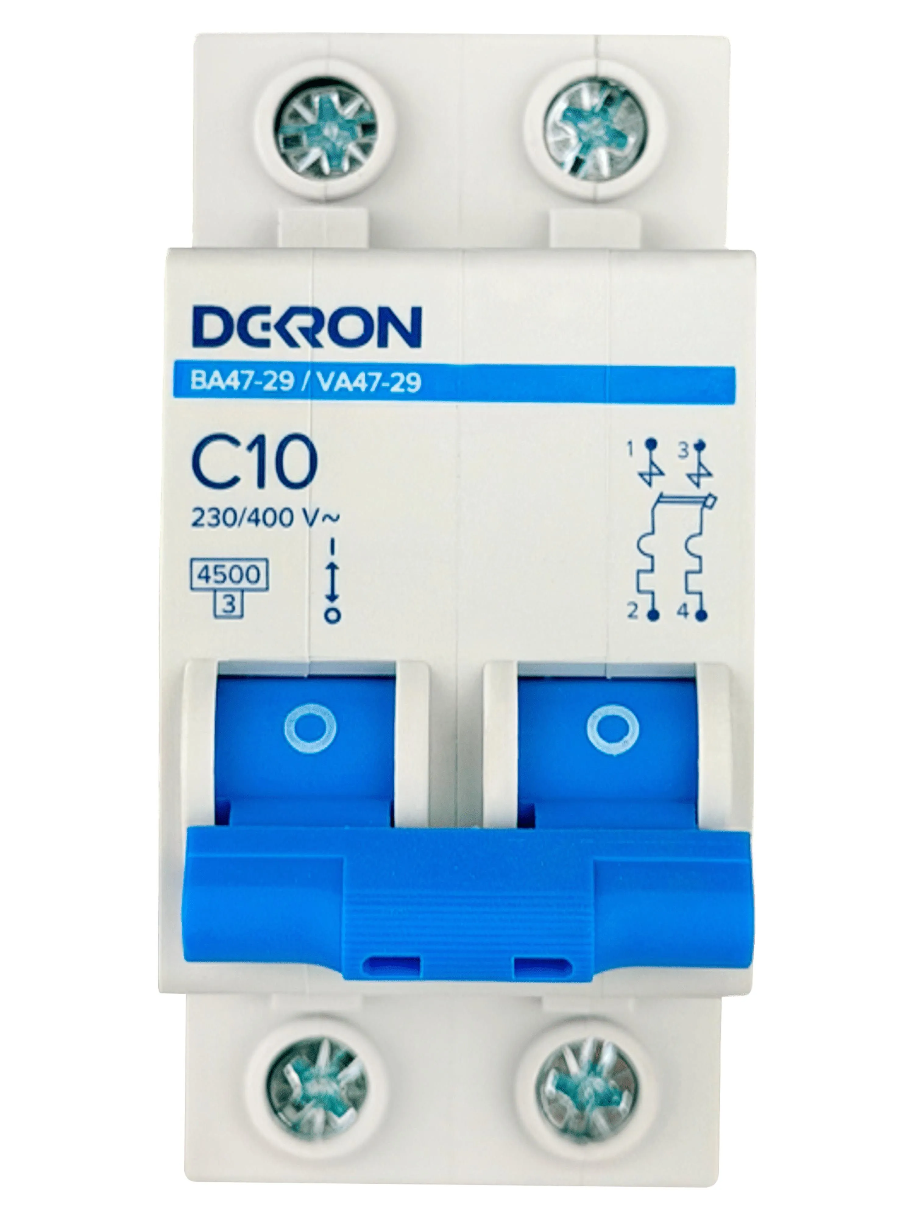 Автоматический выключатель ВА47-29 2P С10A 4,5кА mcb29-2-C10-dek
