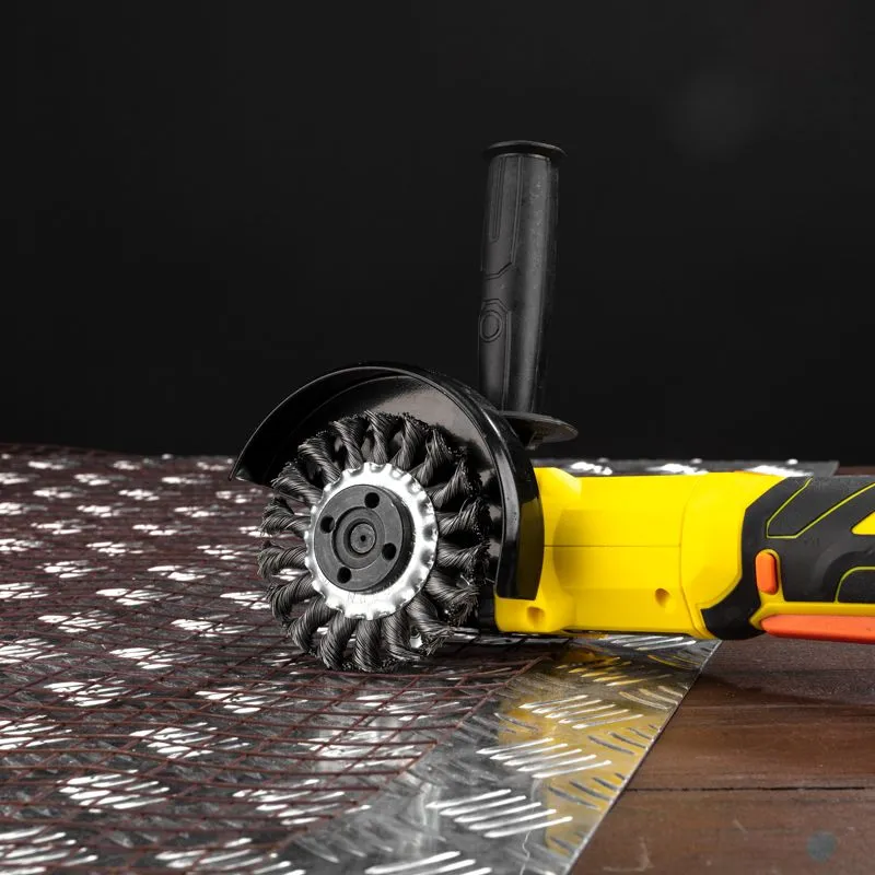 Щетка дисковая для УШМ, крученая стальная проволока, 100мм, отв. 22,23мм KRANZ - Фото 2