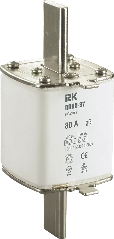Плавкая вставка предохранителя ППНИ-37 габарит 2 80А IEK DPP40-080