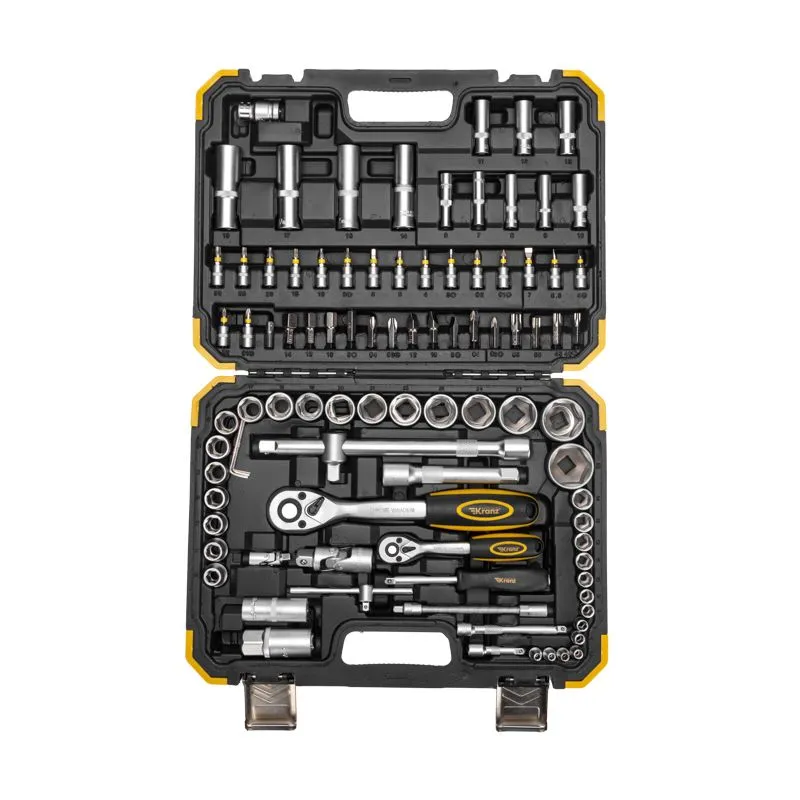 Набор инструментов, 1/2, 1/4, CrV, пластиковый кейс, 94 предмета KRANZ - Фото 3