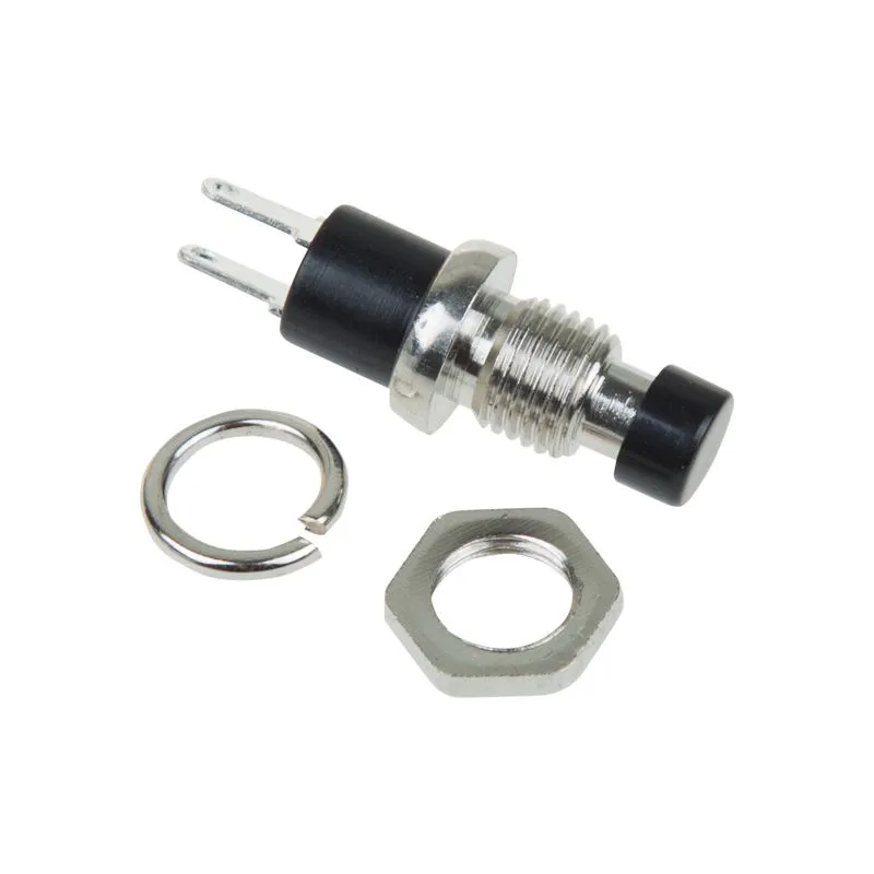 Выключатель-кнопка металл 220V 2А (2с) OFF-(ON) Ø7.2 черная Micro (RWD-301, PBS-10B) REXANT 36-3311