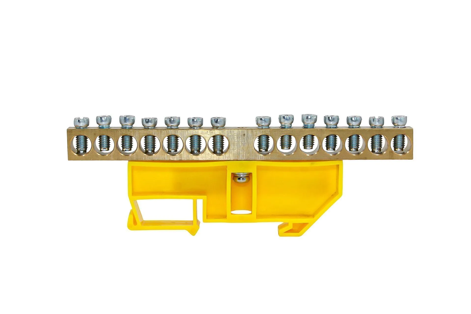 Шина PE "земля" на DIN-изоляторе ЖЕЛТЫЙ 8х12-14 - Фото 2