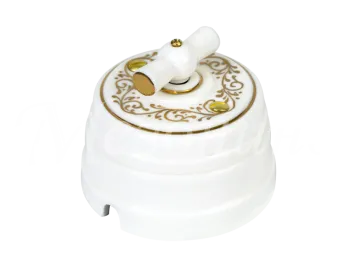 Выключатель ретро поворотный на четыре полож (2-х клавишный, в комплекте с подъемной рамкой D70x