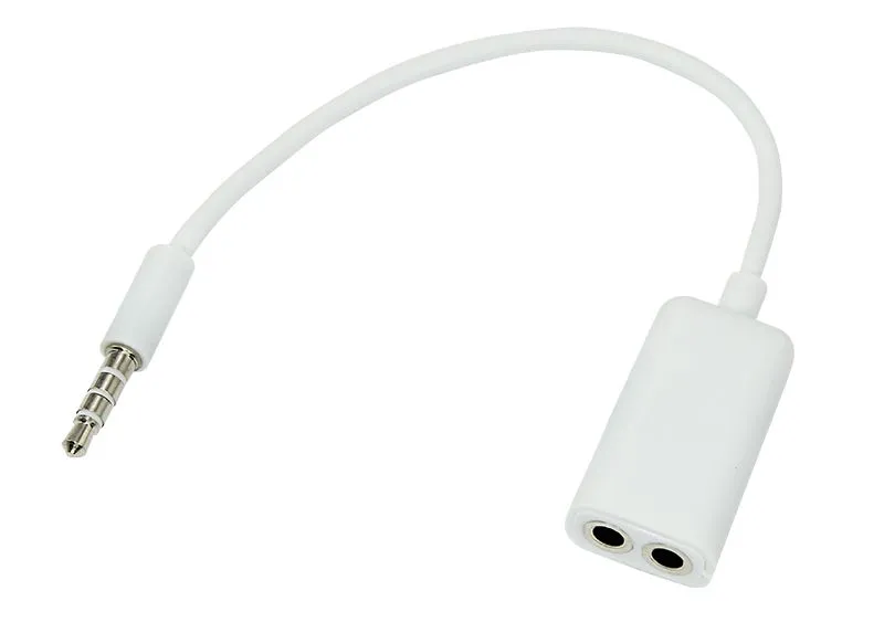 Аудиоразветвитель штекер 3,5мм на 2 по 3,5мм, 0,15м, белый REXANT