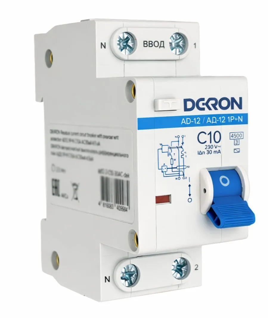 Автоматический выключатель дифференциального тока АД12 1P+N С10A АС30мА 4.5KA - Фото 3