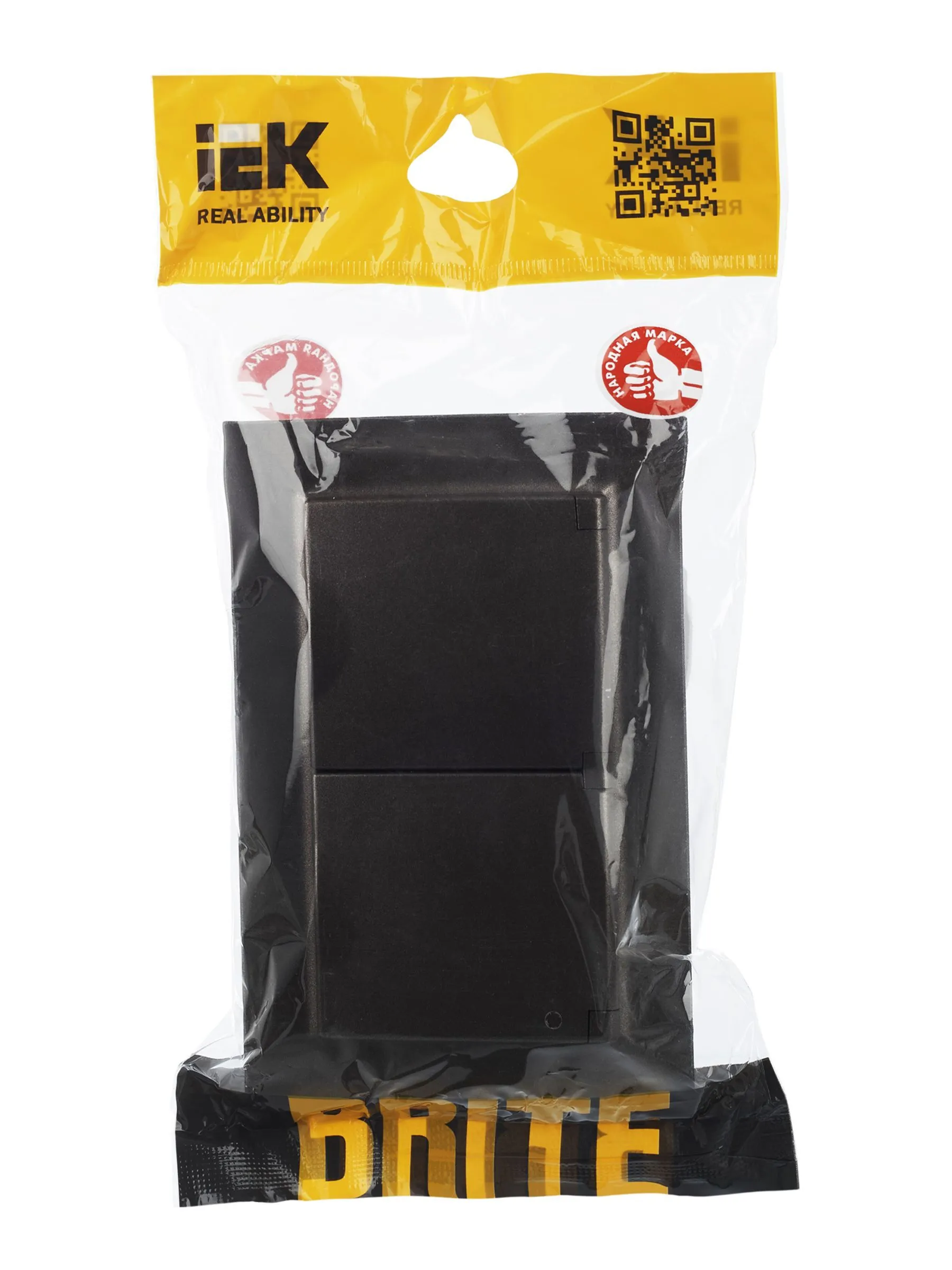 BRITE Розетка 2-местная с заземлением с защитными шторками и крышкой 16А в сборе IP44 РСбш12-3-44-БрТБ темная бронза IEK - Фото 7