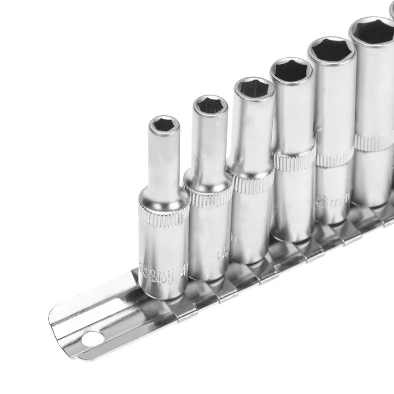 Набор удлиненных торцевых головок 1/4, шестигранные, CrV, 10 шт., 4-13мм REXANT - Фото 3