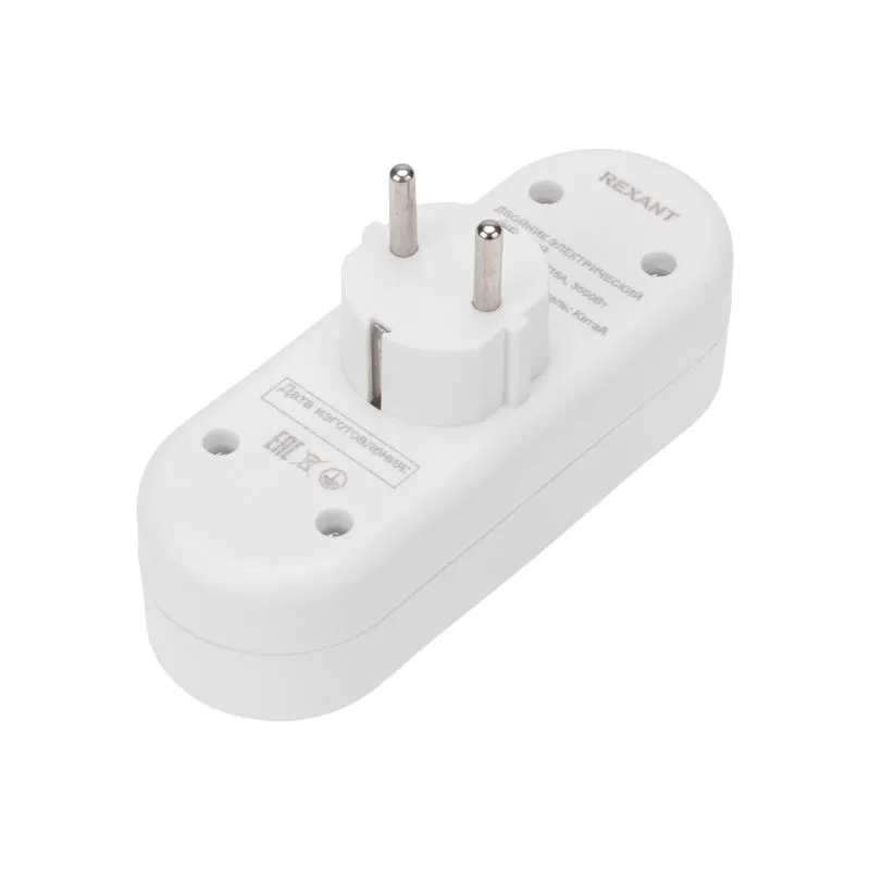Двойник электрический линейный 16А с/з + 2 USB-порта, 2,4 А, белый REXANT - Фото 3
