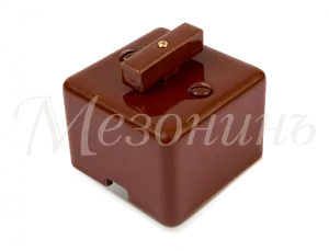 Выключатель ретро проходной фарфоровый поворотный на 2 положения, коллекция "QUADRA" , цвет - коричн GE80404-04