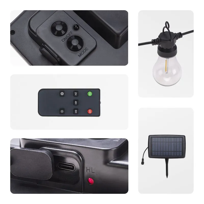 Гирлянда садовая Канэри, 10м, 3000К, встроенный аккумулятор, солнечная панель, коллекция Лондон REXANT - Фото 3