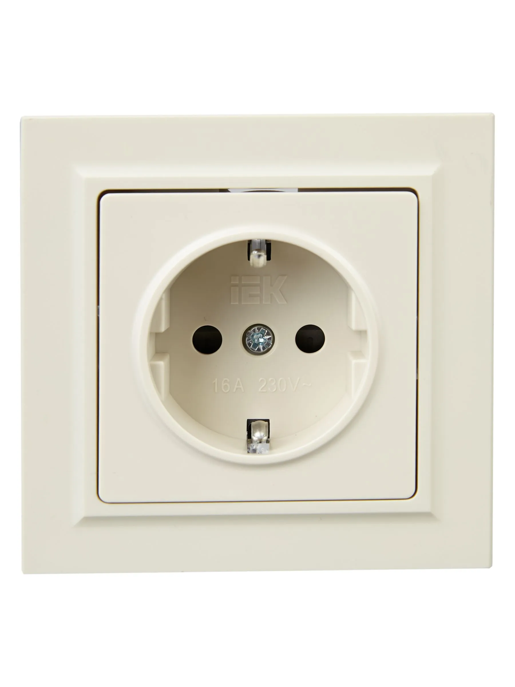 BRITE Розетка 1-местная с заземлением с защитными шторками 16А в сборе РСР14-1-0-БрКр бежевый IEK - Фото 4