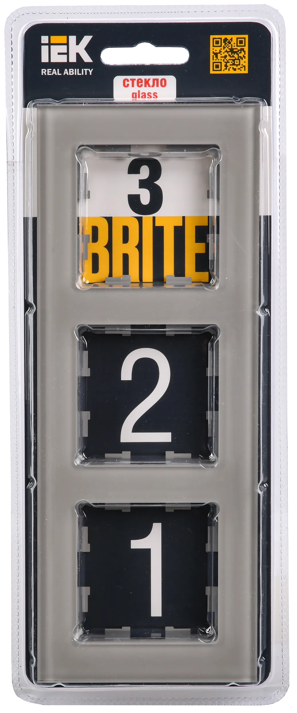 BRITE Рамка 3 -местная РУ-3-2-БрД стекло дымчатый IEK - Фото 2