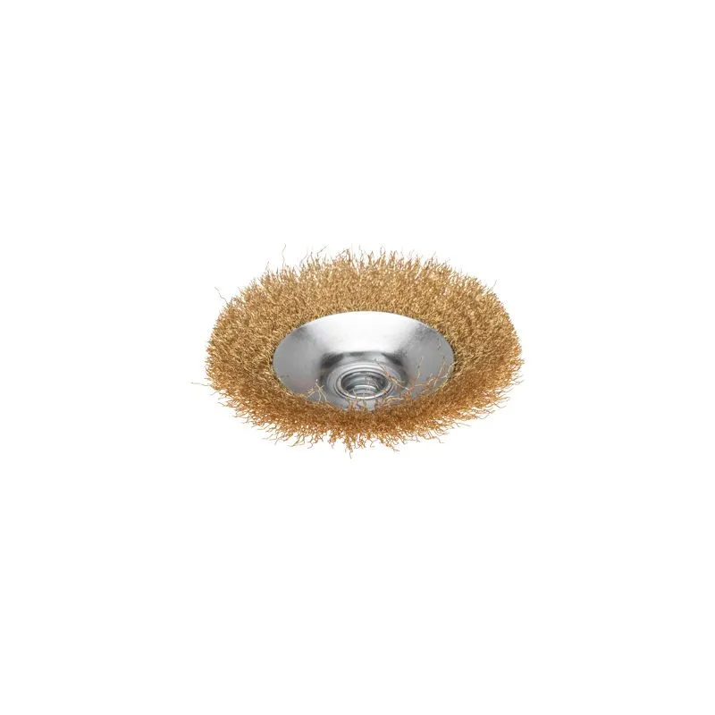 Щетка коническая для УШМ, витая латунированная проволока, 115мм, М14 KRANZ - Фото 2